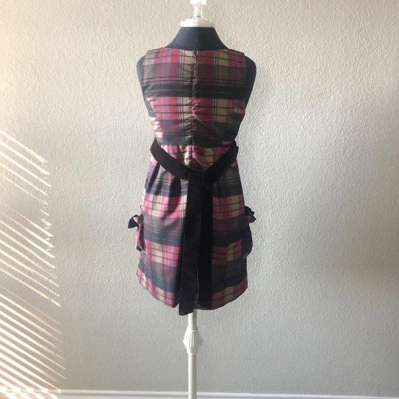 Inspira Maroon Plaid Pattern Semi-Formal Dress - Picture 5 of 5